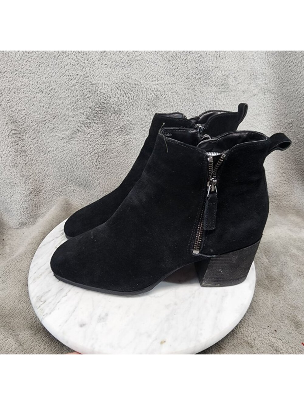 Blondo Shoes Womens Size 9 Siena Black Suede Chunky Block Heels Boots *Read*